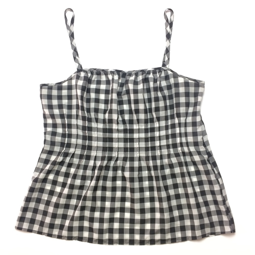 NY & Co. Sz 12 Gingham Camisole Black White Check